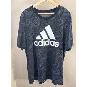 Adidas Men’s XL Black T-Shirt Line Design Logo Graphic Athletic Casual